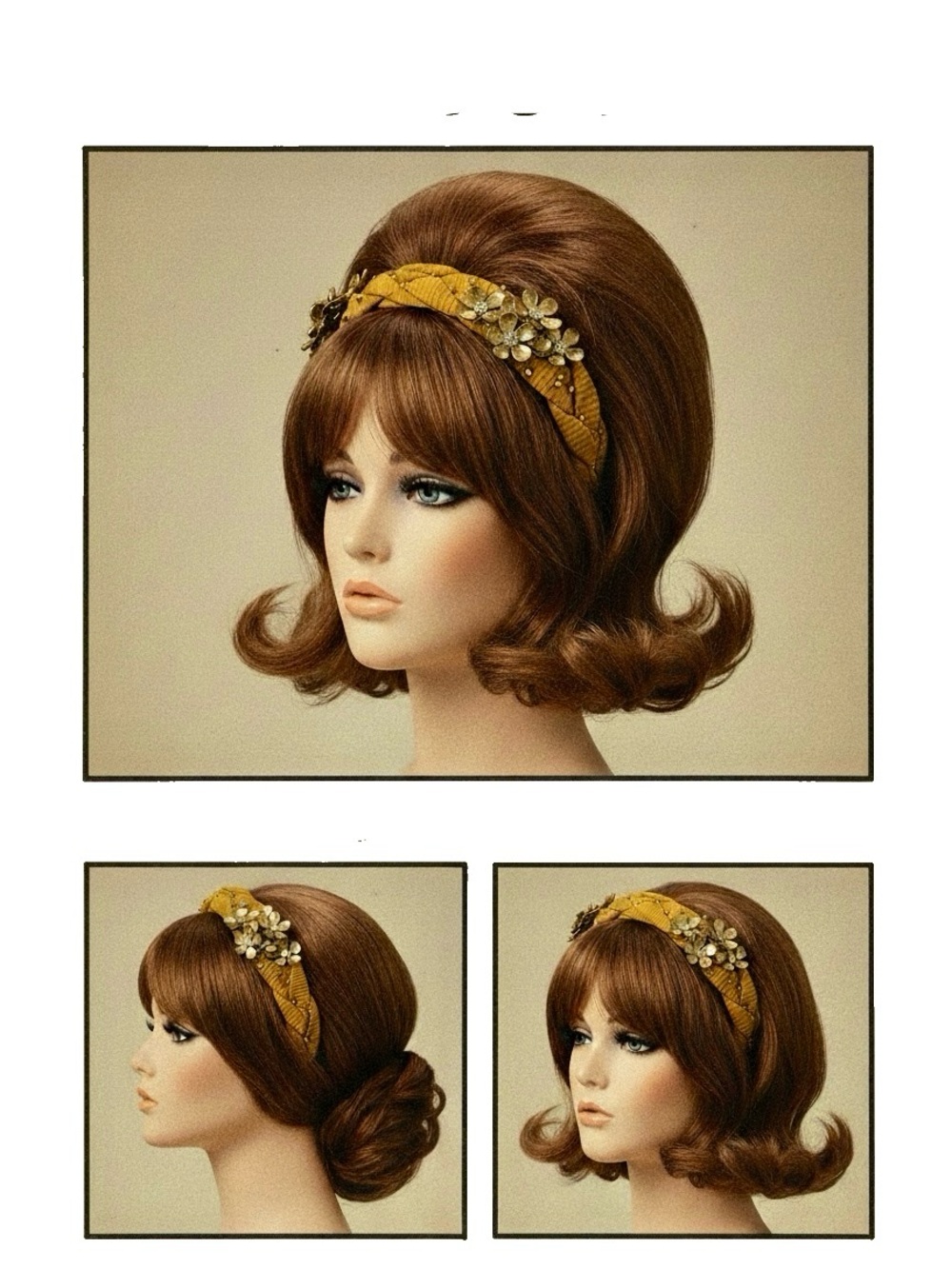 Mustard Yellow Padded Headband + Embellished Metal Flowers & Rhinestones